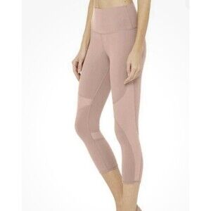 ALO High Waist Coast Capri Legging Side Mesh Detail Yoga Size Med Smoky Pink